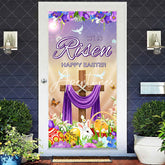 Aperturee - Aperturee Color Floral Cross He Is Risen Easter Door Cover